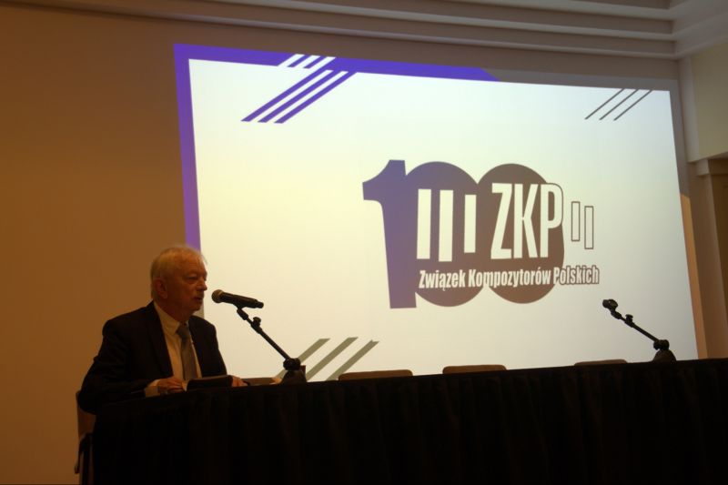Mieczysław Kominek, President of the Polish Composers’ Union for several terms (2015–2025), during the 42nd General Meeting; photo by Marta Skotnicka-Karska